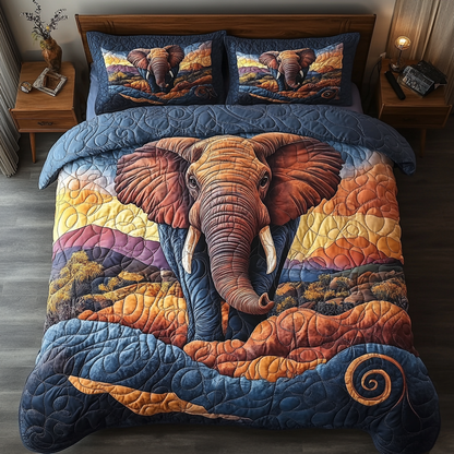 Elephant 3-Piece Quilted Bedding Set