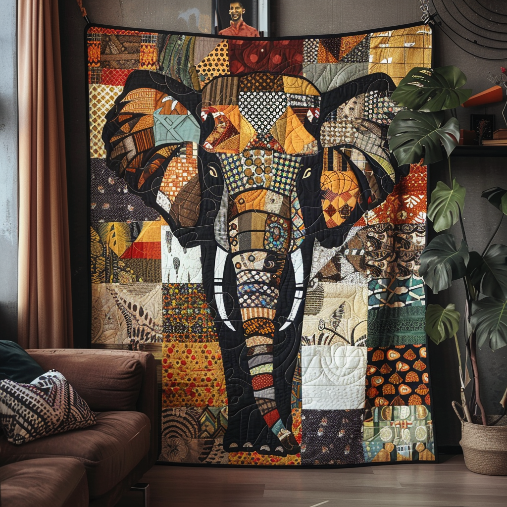 Elephant Serenity Quilted Blanket