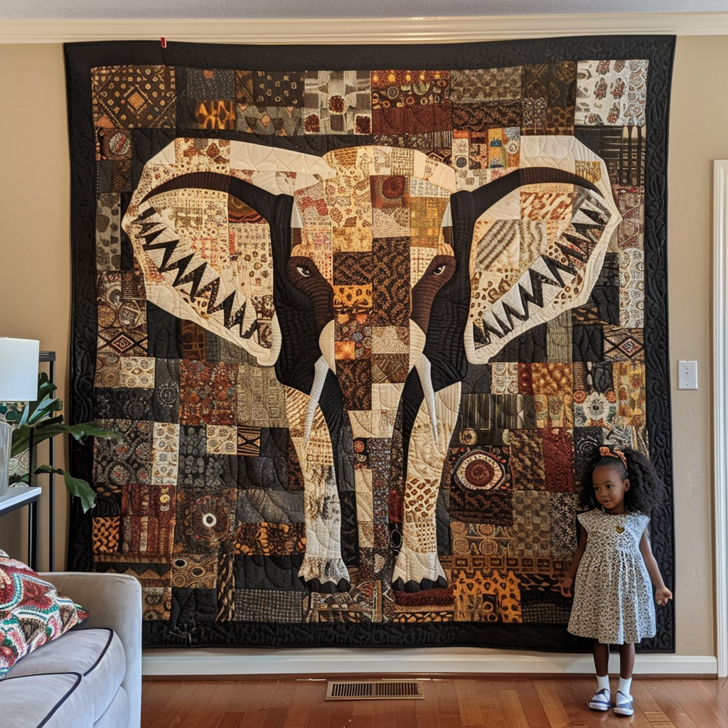 Elephant Woodland Quilted Blanket