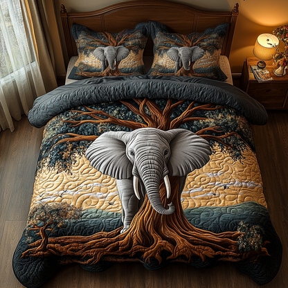 Elephant Baobab 3-Piece Quilted Bedding Set