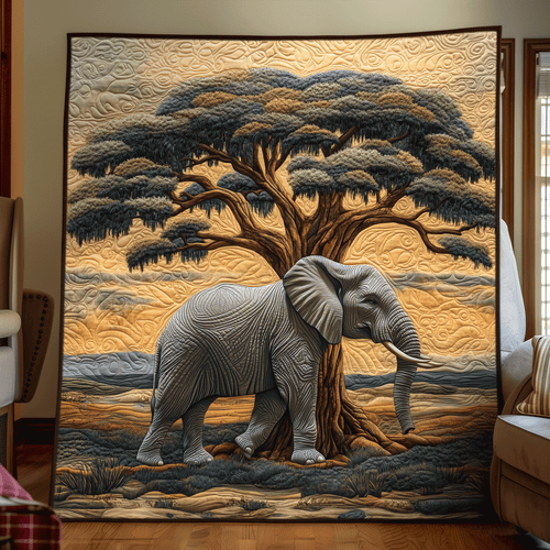Elephant Dawn Quilted Blanket