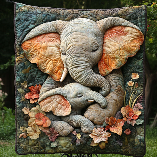 Elephant Embrace Quilted Blanket