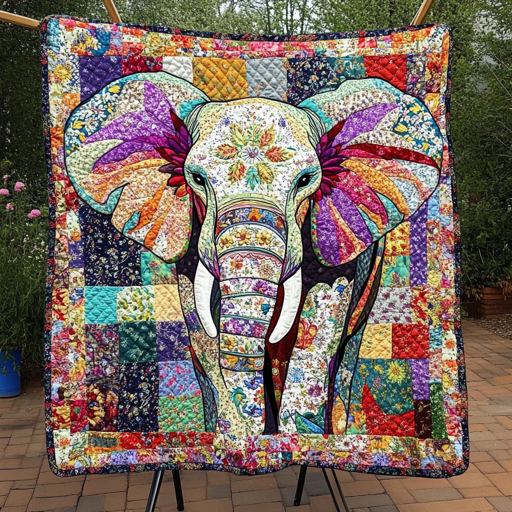 Elephant Essence Quilted Blanket