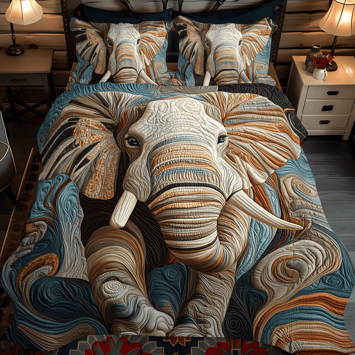 Elephant Grace 3-Piece Quilted Bedding Set