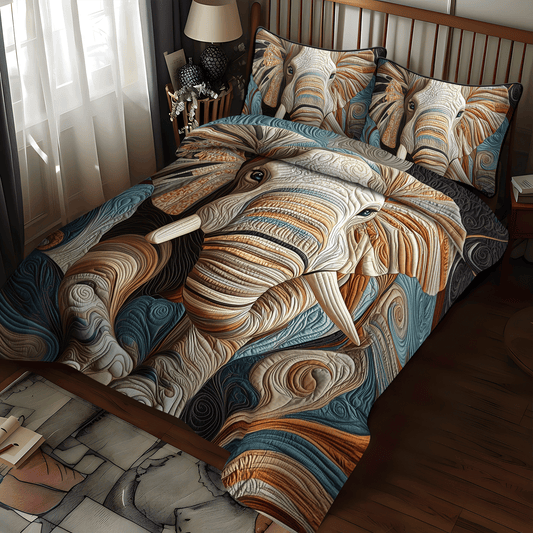Elephant Grace 3-Piece Quilted Bedding Set