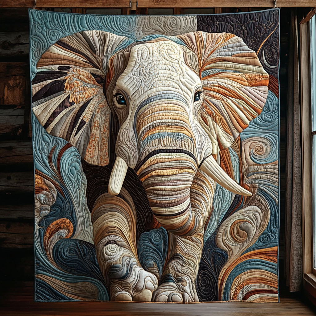 Elephant Grace Quilted Blanket