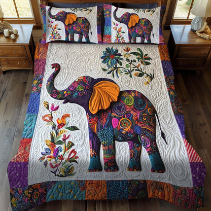 Elephant Jubilee 3-Piece Quilted Bedding Set