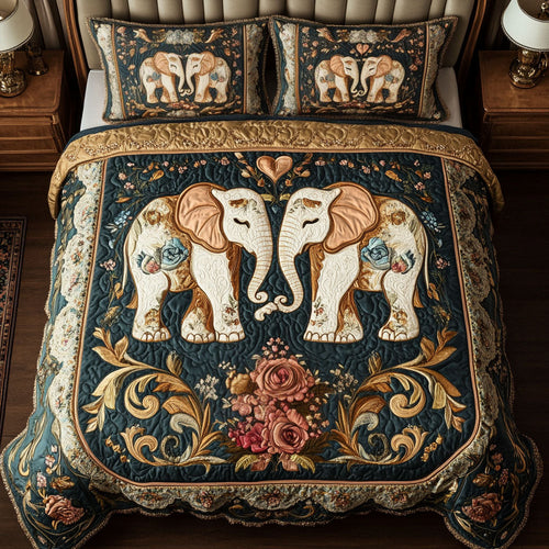 Elephant Love 3-Piece Quilted Bedding Set