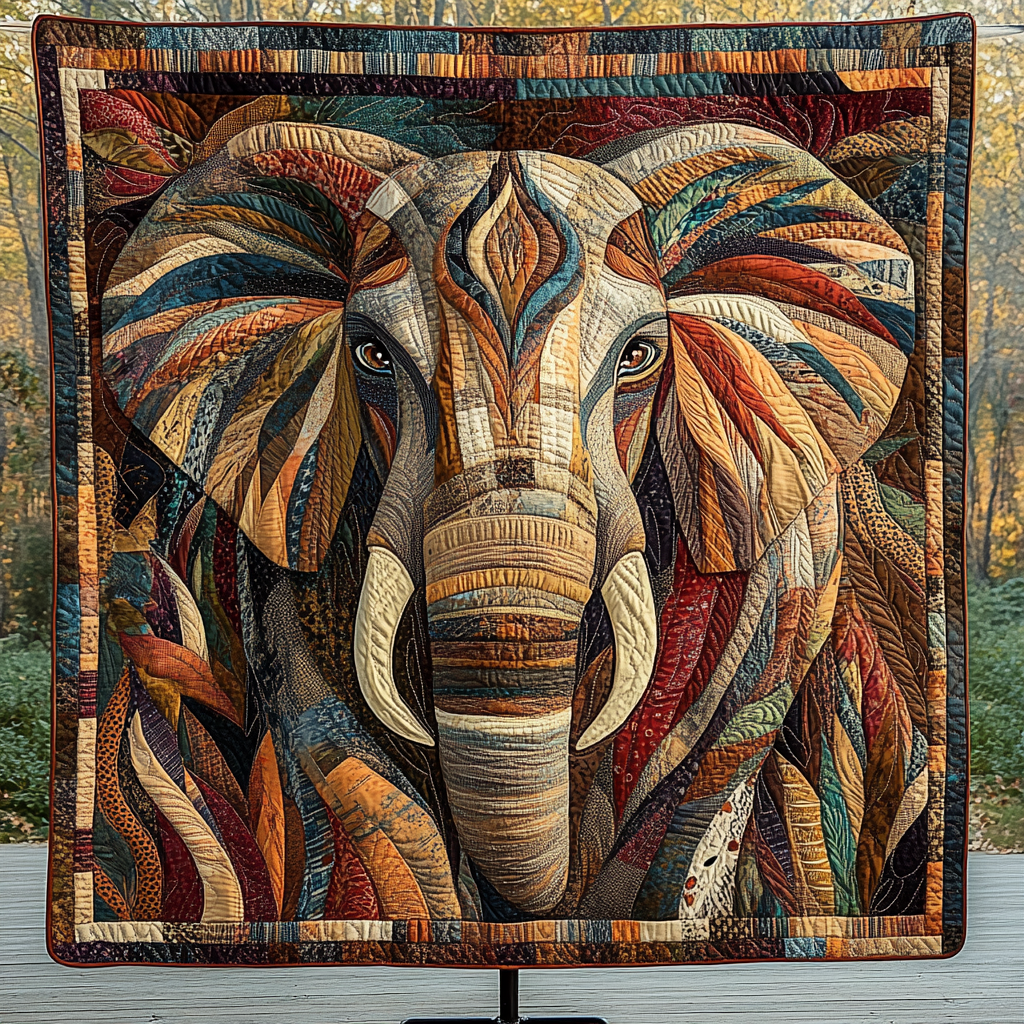 Elephant Oasis Quilted Blanket