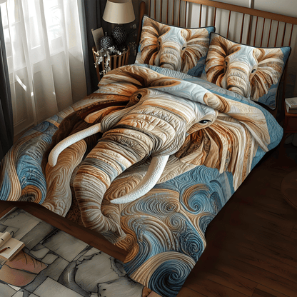 Elephant Regal March 3-Piece Quilted Bedding Set
