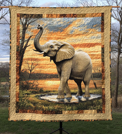 Elephant Whisper Quilted Blanket