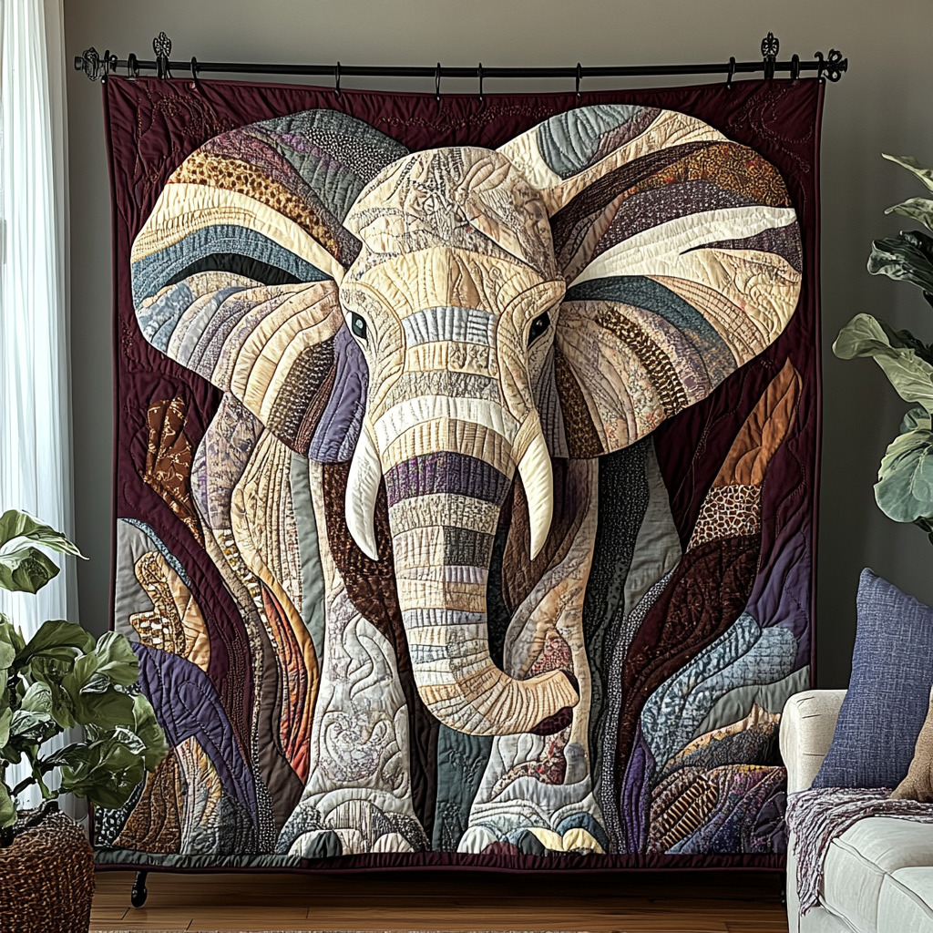 Elephant Whispers Quilted Blanket