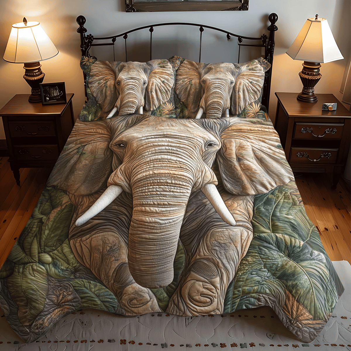 Elephant Wild Whisper 3-Piece Quilted Bedding Set