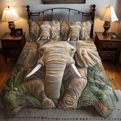 Elephant Wild Whisper 3-Piece Quilted Bedding Set