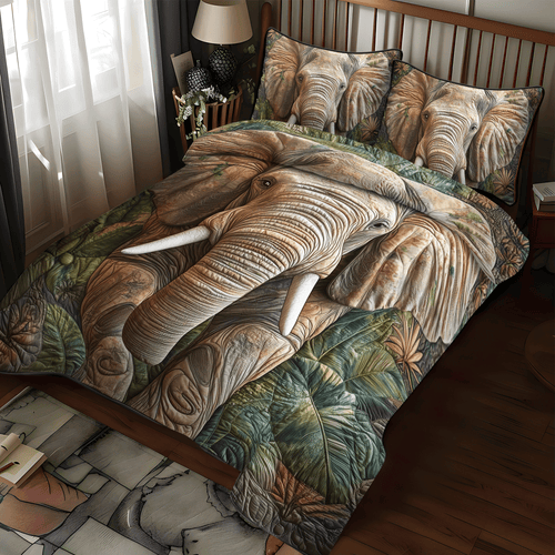 Elephant Wild Whisper 3-Piece Quilted Bedding Set