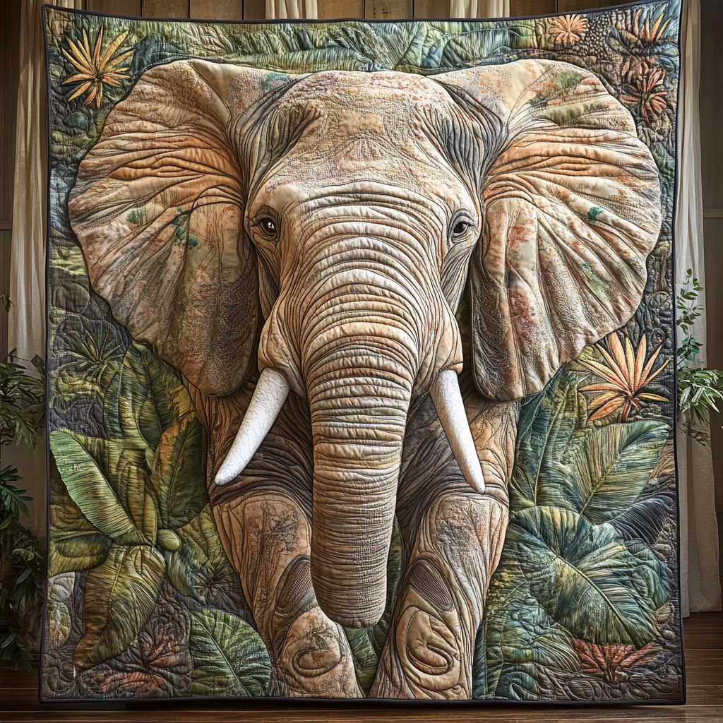 Elephant Wild Whisper Quilted Blanket