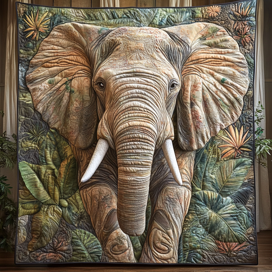 Elephant Wild Whisper Quilted Blanket