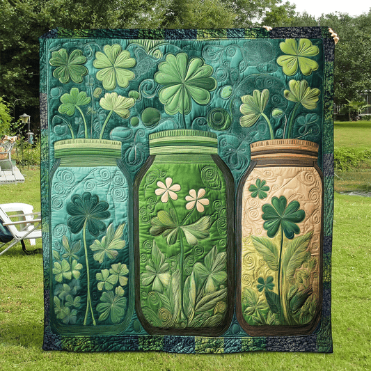 Emerald Clover Haven Quilted Blanket