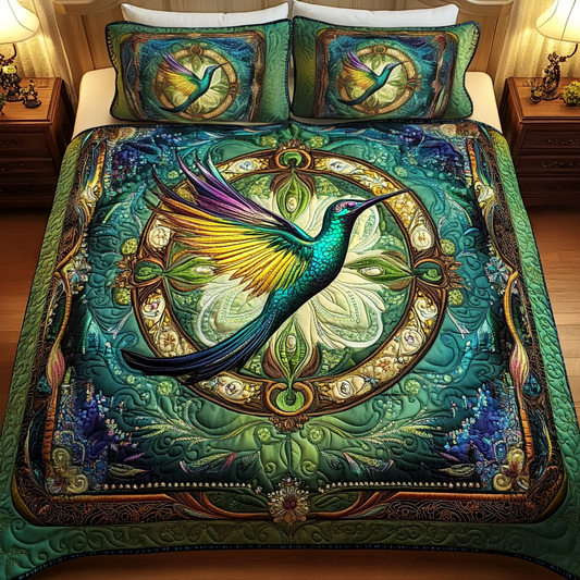 Emerald Dreams 3-Piece Quilted Bedding Set