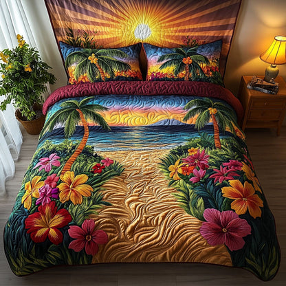 Emerald Oasis 3-Piece Quilted Bedding Set