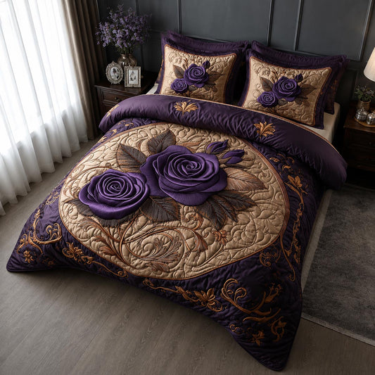 Enchanted Amethyst 3-Piece Quilted Bedding Set