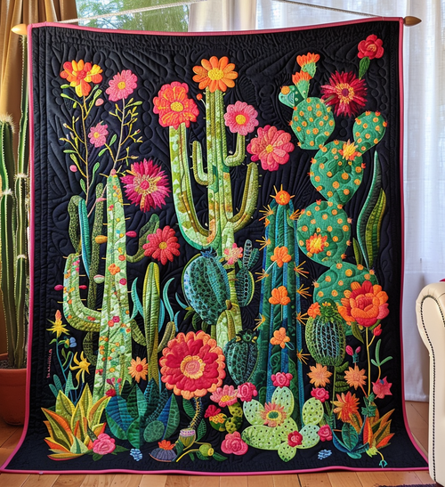 Enchanted Desert Garden Quilted Blanket