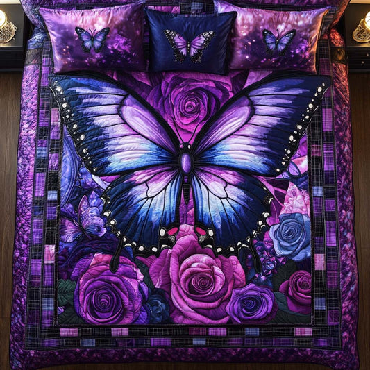 Enchanted Butterfly Field 3-Piece Quilted Bedding Set