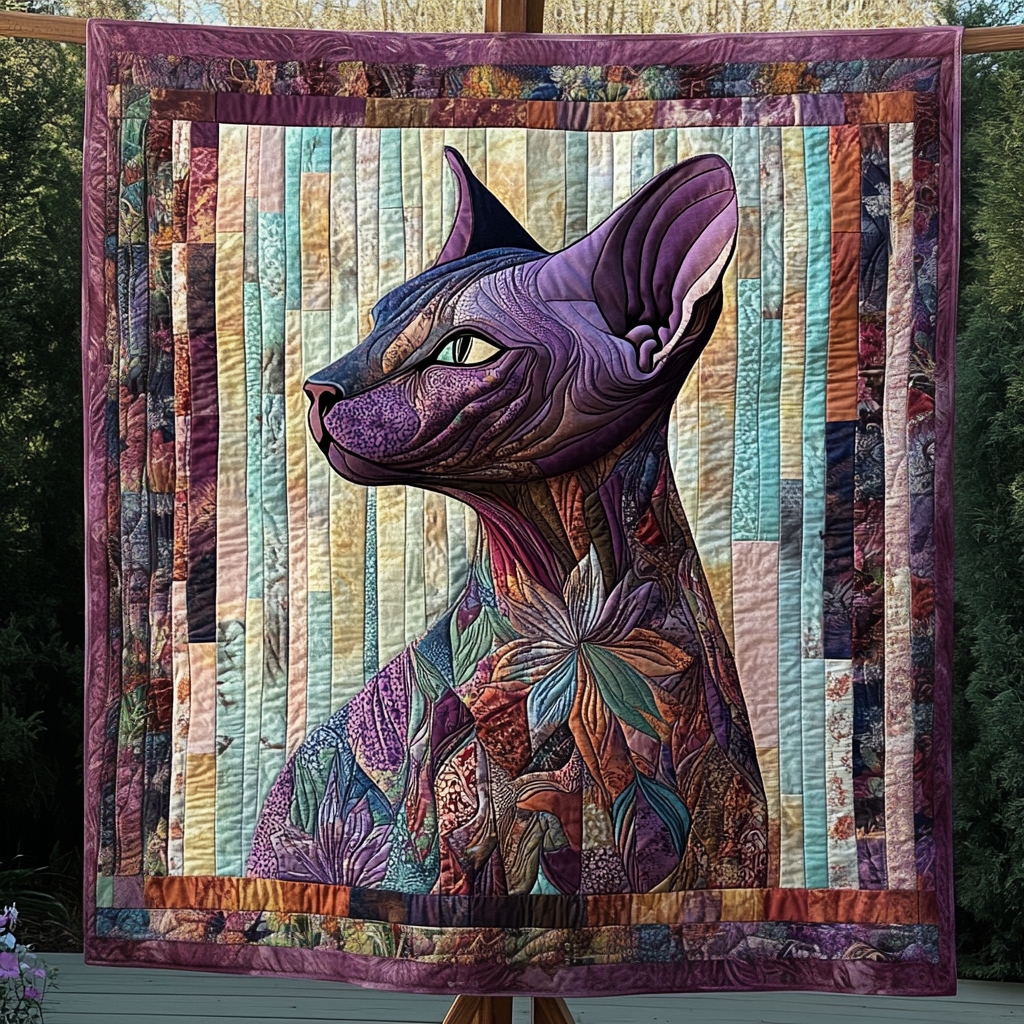 Enchanted Feline Quilted Blanket
