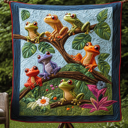 Enchanted Forest Frogs Quilted Blanket