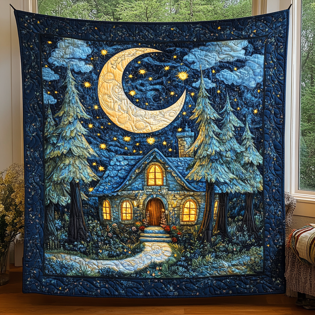 Enchanted Moonlit Home Quilted Blanket