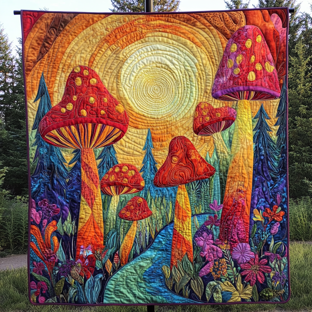Enchanted Shrooms Quilted Blanket