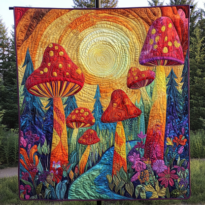 Enchanted Shrooms Quilted Blanket
