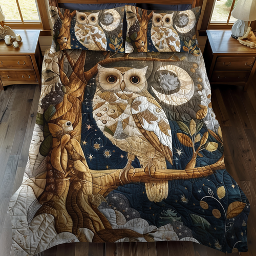 Enchanting Owl 3-Piece Quilted Bedding Set