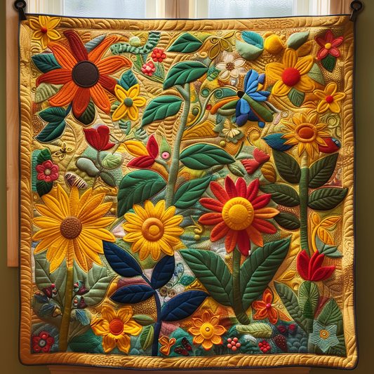 Endearing Sunflowers Quilted Blanket