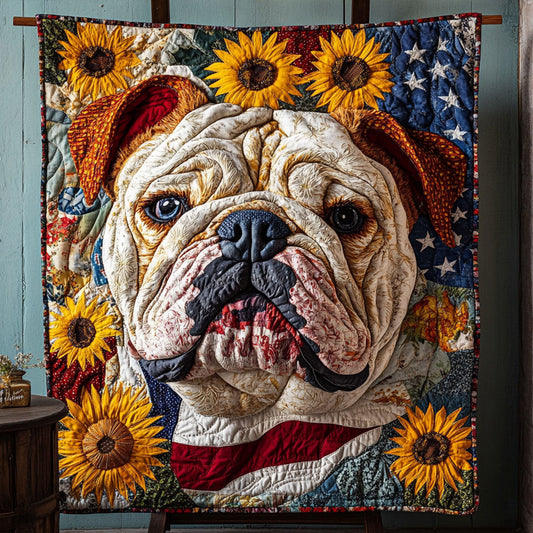 English Bulldog Charm Quilted Blanket