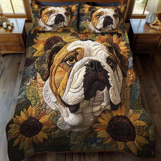 English Bulldog Love 3-Piece Quilted Bedding Set