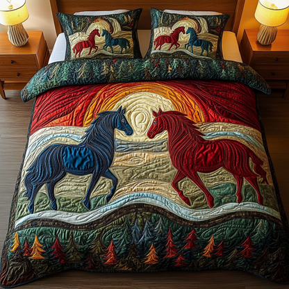 Equestrian Elegance 3-Piece Quilted Bedding Set