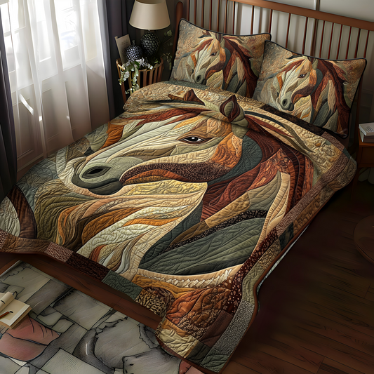 Equine Elegance 3-Piece Quilted Bedding Set