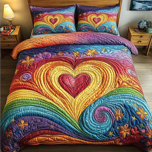 Eternal Bliss 3-Piece Quilted Bedding Set