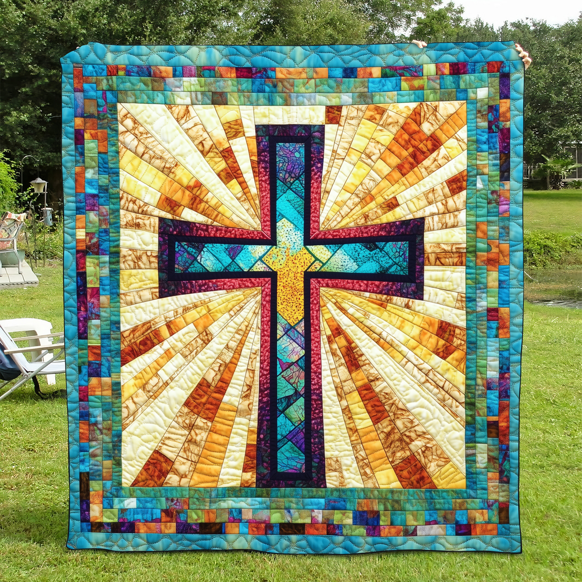 Eternal Cross Quilted Blanket