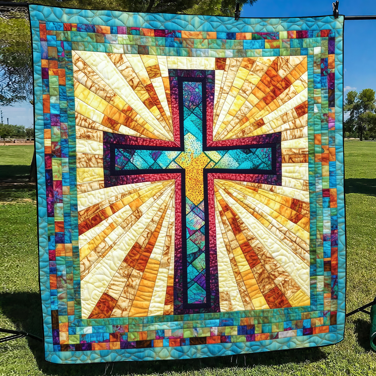 Eternal Cross Quilted Blanket