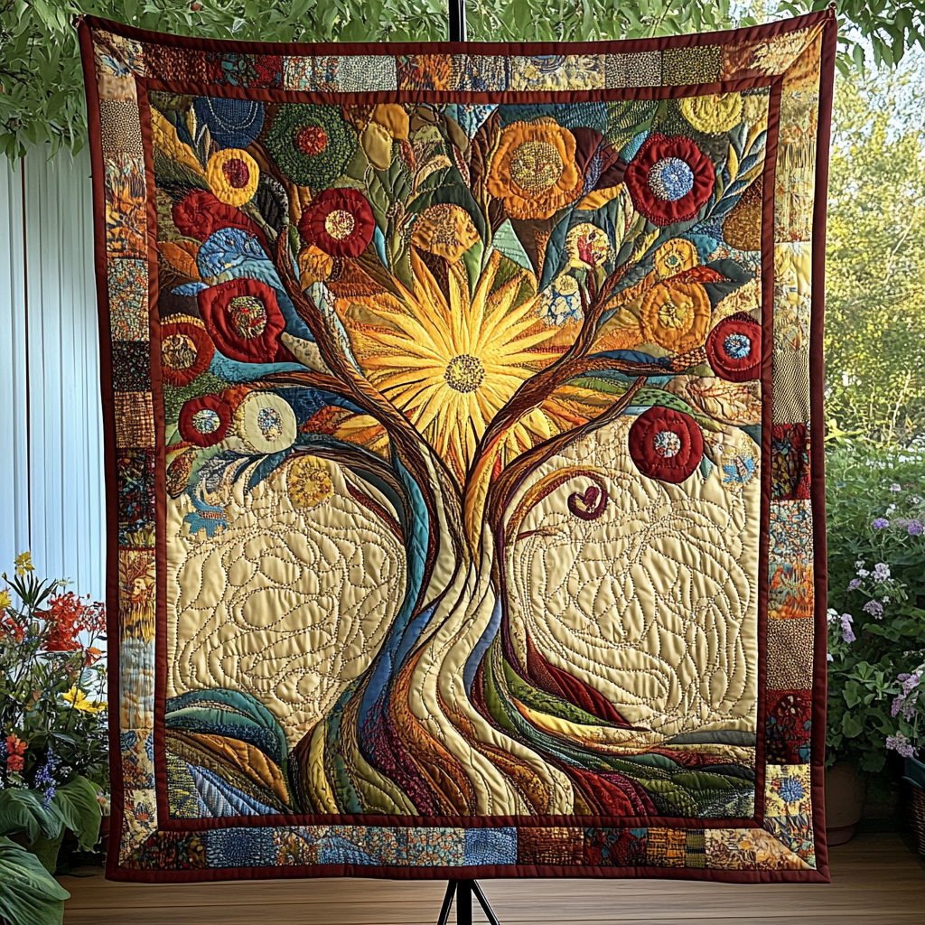 Eternal Leaves Quilted Blanket