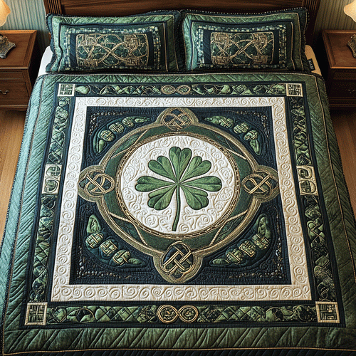 Lucky Clover Haven 3-Piece Quilted Bedding Set