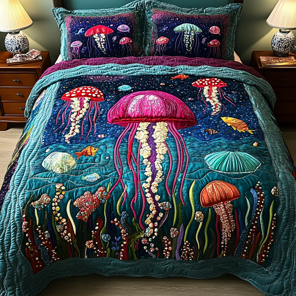 Ethereal Drift 3-Piece Quilted Bedding Set