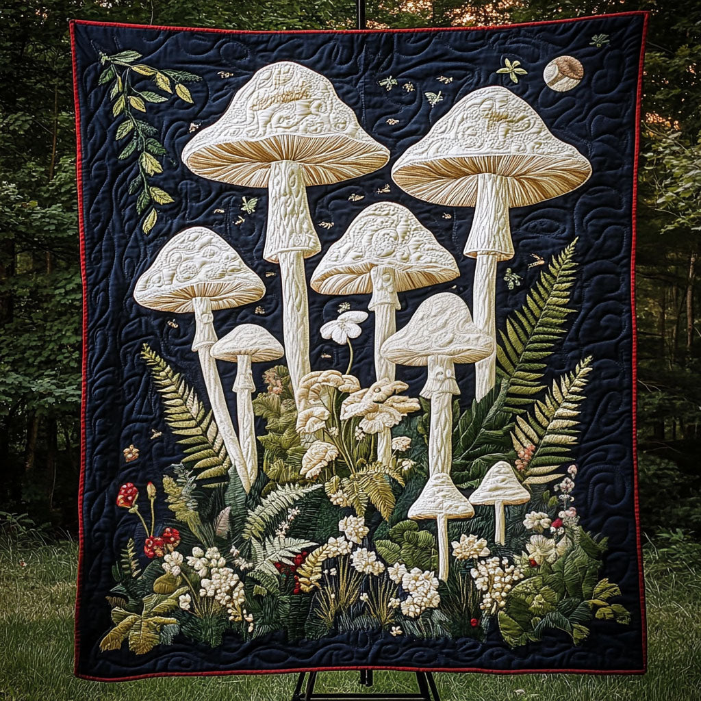 Ethereal Fungi Quilted Blanket