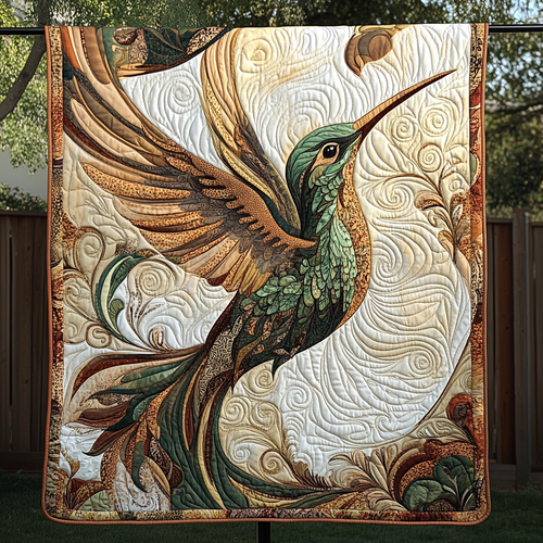 Ethereal Hummingbird Quilted Blanket