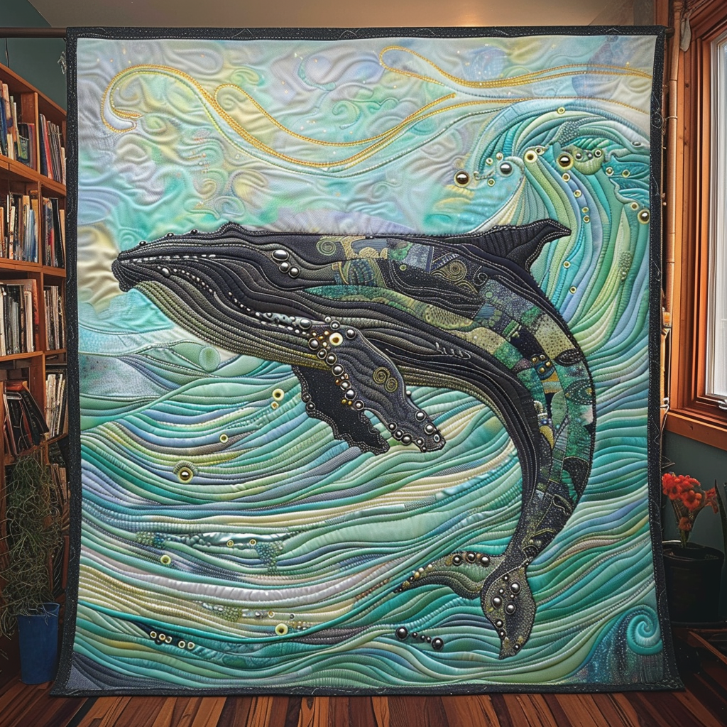 Ethereal Humpback Whale Quilted Blanket