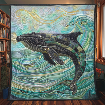 Ethereal Humpback Whale Quilted Blanket