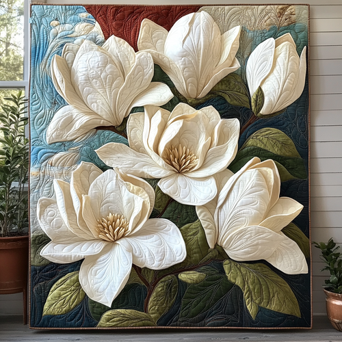 Ethereal Magnolia Quilted Blanket