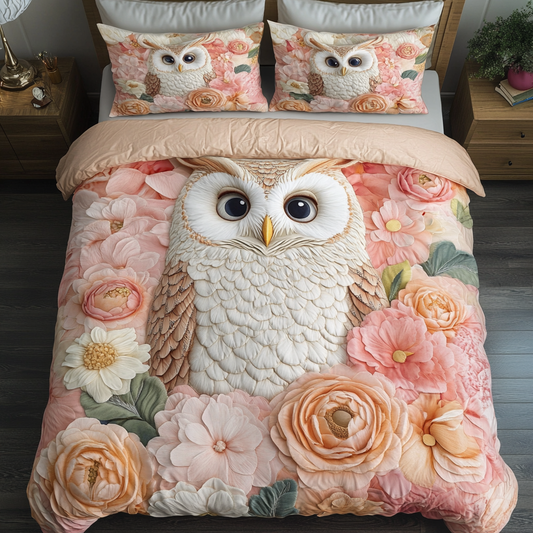 Ethereal Owl 3-Piece Quilted Bedding Set